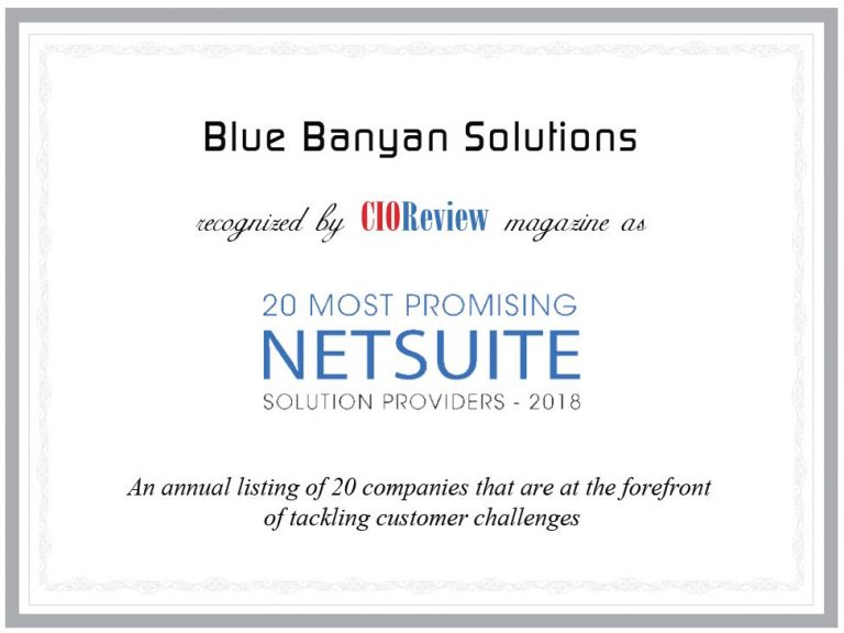 CIOReview Award 2018: 20 Most Promising NetSuite Solution Providers.