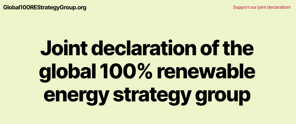 Global100REStrategyGroup 10 Point Joint Declaration. Joint declaration of the global 100% renewable energy strategy group