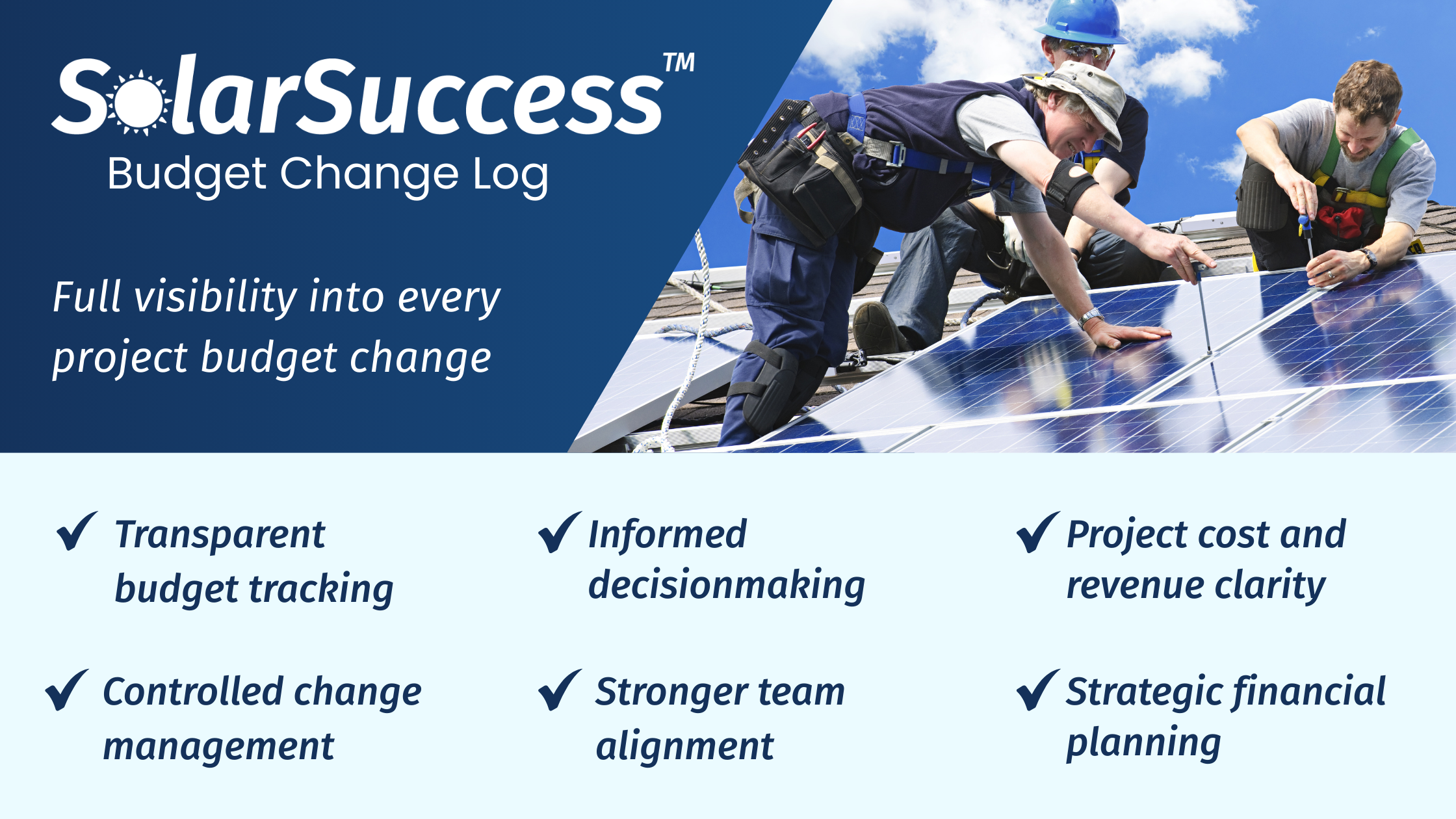 SolarSuccess project budgeting - full visibility into every project budget change